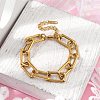 304 Stainless Steel Rectangle Chain Bracelets for Women BJEW-Z084-04G-3