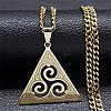 201 Stainless Steel Viking Triskelion Pendant Necklaces for Women Men NJEW-F344-01G-1