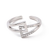 Clear Cubic Zirconia Interlocking Triangle Knot Open Cuff Ring RJEW-G283-04P-2