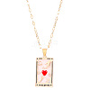 Brass Red Enamel Love Tarot Card Pendant Necklaces WH-WGEA1FC-01-5
