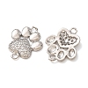 Brass Micro Pave Clear Cubic Zirconia Paw Print Links Connector Charms CU-CBA2907-09P-2