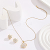 Brass Enamel Flower Pendant Necklaces & Stud Earrings Sets for Women FS-WG71802-01-4