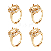  4Pcs Adjustable Brass Micro Pave Clear Cubic Zirconia Finger Ring Components ZIRC-NB0002-06G-1