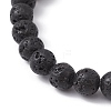 Natural Lava Rock & Natural Lapis Lazuli Gemstone Round Beaded Stretch Bracelet BJEW-JB09767-02-4