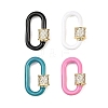 Oval Brass Micro Pave Clear Cubic Zirconia Screw Carabiner Clasps KK-B167-01A-G-1