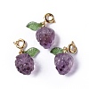 Natural Amethyst Grape Spring Ring Clasp Charms HJEW-P014-04G-1
