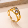 304 Stainless Steel Pave Cubic Zirconia Cuff Open Rings WG5D0C5-02-1