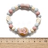 Handmade Porcelain Beads & Synthetic Howlite Beads Stretch Bracelets for Women BJEW-D307-01D-3