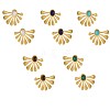 Natural & Synthetic Mixed Stone Fan Stud Earrings EJEW-OY011-81G-1