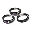 Natural Amethyst & Braided Microfiber Leather Multi-strand Bracelets for Women Men GG-CBAEA55-01C-4
