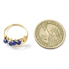 Natural Lapis Lazuli Round Beaded Finger Ring RJEW-TA00103-02-3