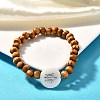 Wood Beads Kids Stretch Bracelets BJEW-JB03970-M-8