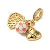 Rack Plating Brass Pink Enamel European Dangle Charms KK-P279-47G-2