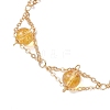 Natural Yellow Quartz Round Beads Link Bracelets for Women BJEW-JB12149-03-3