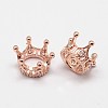 Crown Brass Micro Pave Grade AAA Cubic Zirconia Large Hole Beads ZIRC-O022-60RG-NR-1