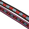 Ethnic Style Jacquard Polyester Ribbons SRIB-WH0016-04-1