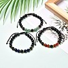 Natural Mixed Stone Braided Bead Bracelets Set for Girl Women BJEW-JB06741-3