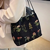 Flower Printed Polyester Women's Tote Bags PW-WG102BE-01-4