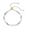 Natural & Synthetic Gemstone & Nuggets Baroque Pearl Keshi Pearl Beads Slider Bracelets BJEW-JB13260-01-2