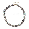 Natural Abalone Shell/Paua Shell Nuggets Beaded Necklaces NJEW-JN05972-3