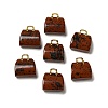 Natural Mahogany Obsidian Brass Pendants KK-E274-01G-11-1