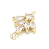 Brass Pave Clear Cubic Zirconia Leaf Links Connector Charms KK-Z061-02G-01-2