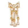Brass Micro Pave Clear Cubic Zirconia Tassels Pendants KK-H526-06G-1