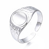 304 Stainless Steel Oval Open Cuff Ring RJEW-T023-54P-3