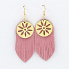 Bohemian Alloy & Sheepskin Tassel Dangle Earrings FS-WG1C262-03-1