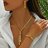 Simple Hollow Wide Necklace Earrings Bracelet Set for Women IC9691-1