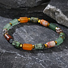 Column Natural African Turquoise(Jasper) & Red Aventurine & Flower Amazonite & Lava Rock Beads Stretch Bracelets for Men Women WC4994-2