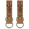 Rectangle PU Leather Medieval Belt Pendant. with Alloy Ring AJEW-CL0004-79-1