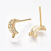 Left and Right Brass Cubic Zirconia Stud Earring Findings KK-S350-033G-2