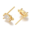 Brass Clear Cubic Zirconia Stud Earrings Finding for Women EJEW-B107-16G-2