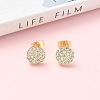 Round Brass Micro Pave Clear Cubic Zirconia Stud Earrings EJEW-Z144-10G-1