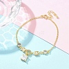 Brass Micro Pave Clear Cubic Zirconia Charm Bracelets for Women BJEW-C083-01B-G-2