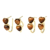 Valentine's Day Heart Natural Tiger Eye Stud Earrings EJEW-T053-01G-11-4