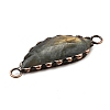 Brass Pave Natural Labradorite Feather Connector Charms G-Q350-03A-2