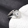 Brass Micro Pave Clear Cubic Zirconia Cuff Open Rings CU-CBA5C10-01P-3