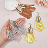 FIBLOOM 3 Pairs 3 Colors Imitation Leather Tassel Chandelier Earrings EJEW-FI0002-37-3