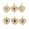 Rack Plating Brass Cubic Zirconia Charms ZIRC-C031-03G-1