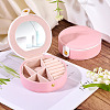 Round PU Leather & Plastic Jewelry Set Storage Box CON-TAC0014-06B-5