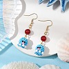 Handmade Glass Seed Beads Octopus Dangle Earrings EJEW-MZ00278-4