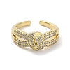 Brass Micro Pave Cubic Zirconia Open Cuff Rings RJEW-M170-12G-2