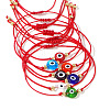 Adjustable Ethnic Red Woven Cord Glass Evil Eye Link Braided Bracelet Sets HN8708-1