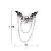 Halloween Skull Bat Alloy Enamel Hanging Chain Brooch with Double Chains PW-WGF646C-01-3