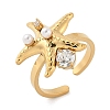 304 Stainless Steel Micro Pave Cubic Zirconia Plastic Pearl Cuff Rings RJEW-D310-02A-G-4