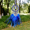 Natural Lapis Lazuli Woven Web/Net with Feather Pendant Decorations PW-WG69741-04-1