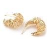 Brass Crescent Moon Stud Earrings EJEW-K264-05G-2