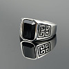 304 Stainless Steel & Obsidian Finger Rings for Men FS-WG9DF95-02-1